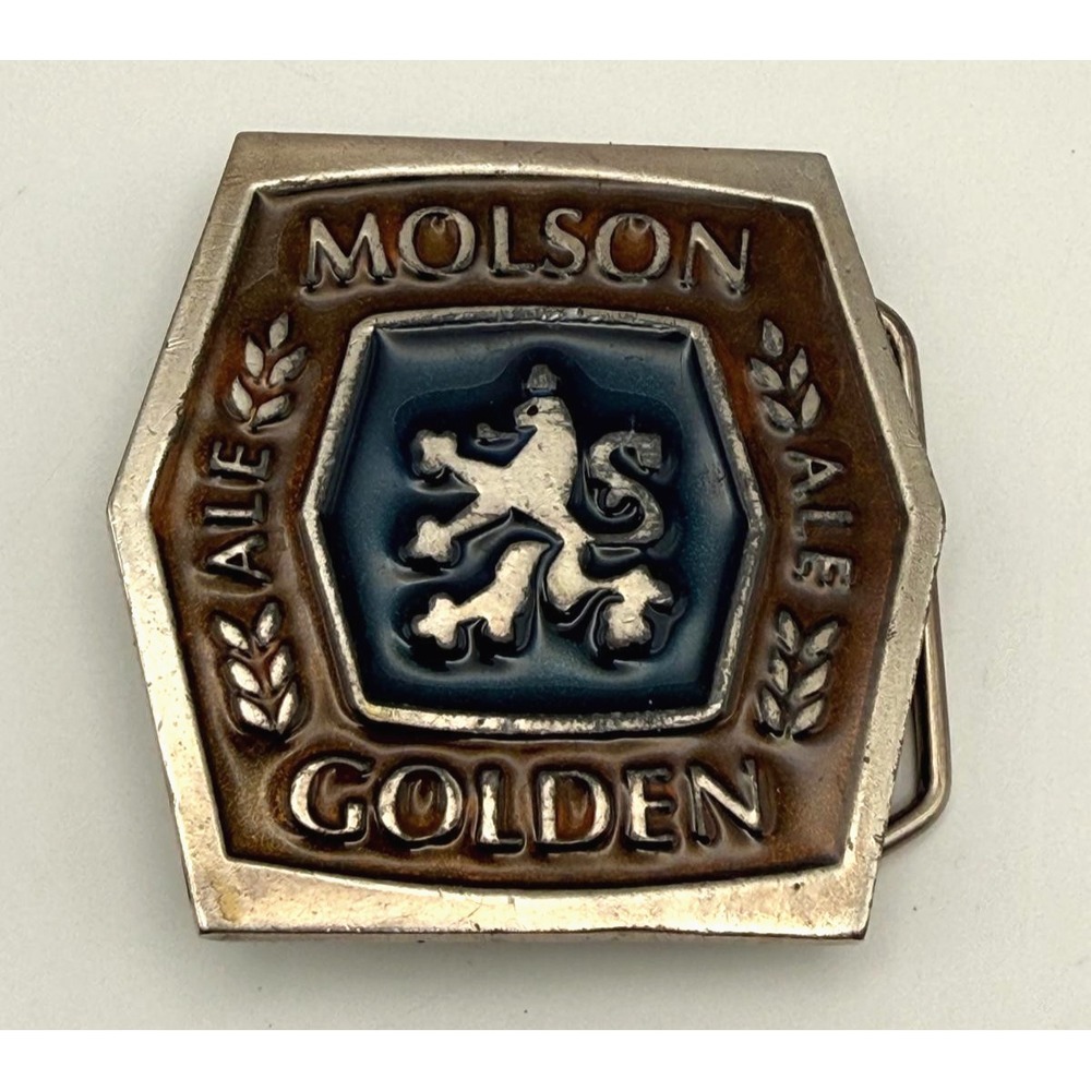 Vintage Molson Golden Ale Belt Buckle Lion Crest Beer Advertising #2169